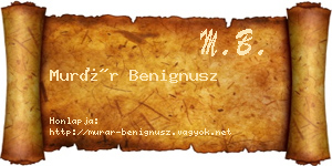 Murár Benignusz névjegykártya